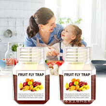 Fruit Fly Trap Liquid Bait 4 Pack 20ml Square Bottles with Funnel Catcher - Effective Drosophila Killer for Home Kitchen Indoor Use