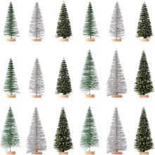 18 db-os mini karácsonyfa műfenyő zöld asztaldísz szett