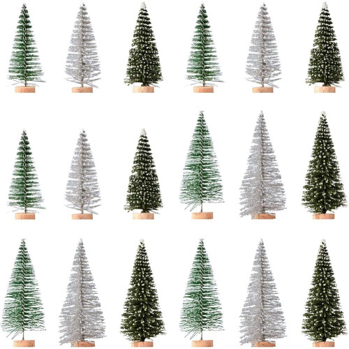 18 pcs Mini Christmas Trees Artificial Green Table Decoration Set