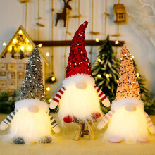 Elfo de Natal de Pelúcia com 3 LEDs, 30cm, Decoração de Natal