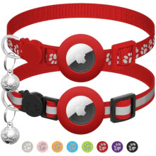 2er-Pack Airtag Katzenhalsband mit Glocke, reflektierendes GPS-Tracker-Halsband mit Apple Airtag Hülle, personalisierbar, Sicherheitsverschluss