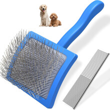 2 piezas cepillo slicker para perro y peine para mascotas, púas extra largas eliminan enredos y pelo apelmazado, Goldendoodles