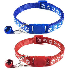 2x Sicherheits-Katzenhalsbänder mit Schnellverschluss und Glocke, verstellbar 20-32cm geeignet für alle Hauskatzen (Blau/Rot)