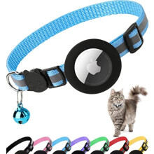 Airtag Katzenhalsband Schnellverschluss, Katzenhalsband mit Air Tag Halter (Blau)
