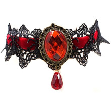 Caprilite gotisk sort blonde halskæde halsbånd choker Halloween vampyr