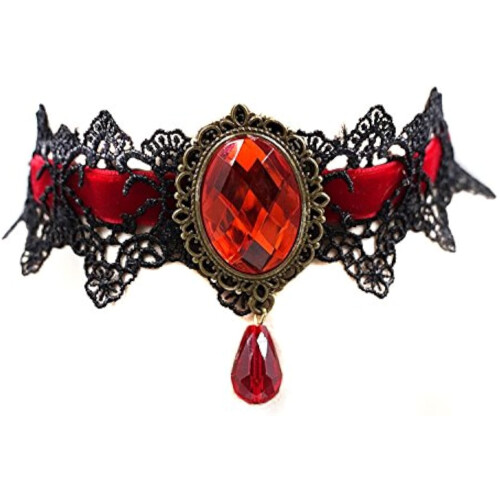 Caprilite γοτθικό μαύρο δαντελένιο κολιέ κολάρο choker Halloween βαμπίρ