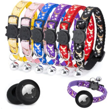 Airtag Katzenhalsband mit Glocke, Schnellverschluss, reflektierend, verstellbar, für alle Hauskatzen und Welpen, Zubehör (8 Packungen)