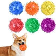6.5cm pibende hundleketøyballer, sett med 6 piggete uødeleggelige baller for kraftige tyggere, mellomstore og store hunder, tannrens og trening
