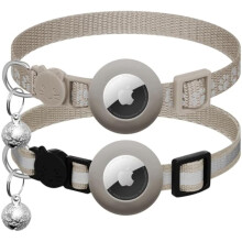 2er-Pack Airtag Katzenhalsband mit Glocke, reflektierendes GPS-Tracker-Halsband mit Apple Airtag Hülle, personalisierbar, Sicherheitsverschluss