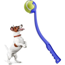 Lance-balle et lanceur pour chien avec balles de tennis à squeaker, jouet de poursuite et de rapport portable, ramassage et lancer (Bleu)