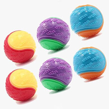 6 pièces balles couineur pour chien, jouets à mâcher pour chiots, nettoyage des dents et dressage (Rouge Jaune, Vert Violet, Bleu Orange)