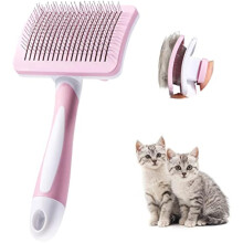 Cepillo-peine para gato y perro, peine de aseo, cepillos slicker auto limpiables, herramienta para mascotas con botón de limpieza para deslanado