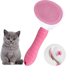 Cepillo de aseo para gatos, peine de masaje auto limpiable para gatos de pelo corto y largo, elimina subpelo, enredos y nudos