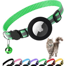 Airtag Katzenhalsband Schnellverschluss, Katzenhalsband mit Air Tag Halter (Grün)