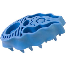 Cepillo de baño para perro, peine de masaje con champú de silicona, aseo de mascotas desenredado eliminación de subpelo y pelo suelto (Azul)