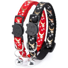 Katzenhalsband mit Glocke, Schnellverschluss, reflektierend, verstellbar, für alle Hauskatzen und Welpen, Katzenzubehör (2er-Pack)