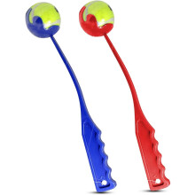 Ballkaster for hund, jag- og apportleke for store, mellomstore og små hunder, tennisballkaster med frie hender (1 stk, Tilfeldig farge)