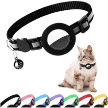 Airtag Katzenhalsband, Air tag Katzenhalsband mit Glocke und Sicherheitsschnalle (Schwarz)