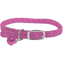 Reflektierendes Katzenhalsband für Katze/Kätzchen aus weichem Gewebe mit Sicherheitselastik und Glocke mit Schnellverschluss (Rosa)