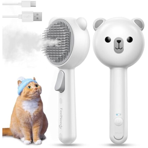 Cat Brush with Release Button, Steam Grooming Combs