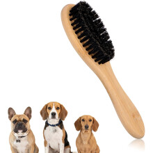 Cepillo suave para mascotas con mango de madera, cepillo de pelo con cerdas de jabalí para el aseo diario, brillo saludable y menos muda