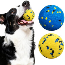 Balles de tennis pour chien pour mâcheurs agressifs, dents et rapport dans l'eau, petits et moyens chiens (Bleu et Jaune, 2 balles)