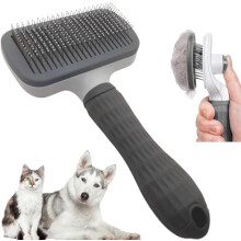 Cepillo de aseo para gatos y perros para pelo largo, cepillo de deslanado para gatitos y cachorros, elimina el pelo y el pelo suelto, Gris, Pack de 1
