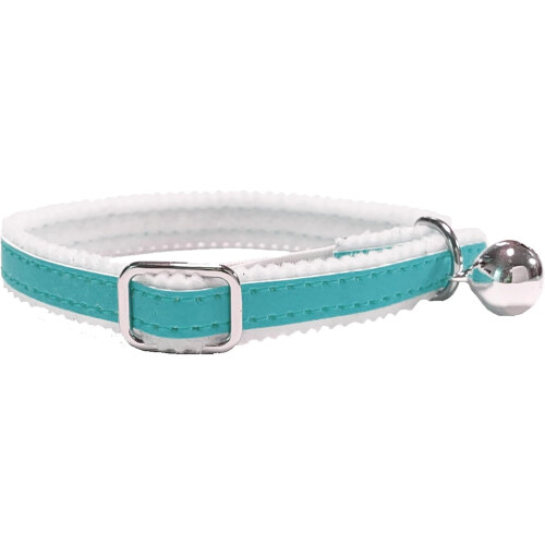Collier réfléchissant pour chat/chaton avec élastique de sécurité, clochette (turquoise) 2