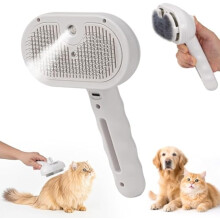 Cepillo de vapor para mascotas, cepillo de vapor 3 en 1 para el aseo del perro, varita mágica de eliminación de pelo, peine de masaje, Blanco