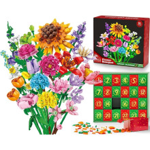 Adventskalender Jul 24 Dagar – Blomsterbukett Byggklossar, Solros Nedräkning, Juldekoration 2026