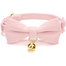 Rosa Katzenhalsband mit abnehmbarer Fliege, mit Sicherheitsschnalle mit Schnellverschluss, Metall-D-Ring und goldener Glocke, 1er-Packung, Rosa