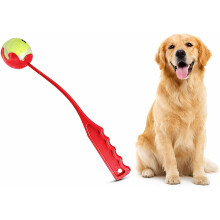 Lance-balle pour chien et bâton lanceur de balles de tennis, entraînement et rapport, rebond élevé, ramassage mains libres (Lanceur rouge)