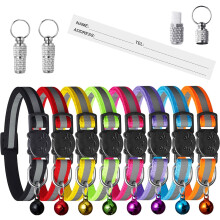 Safety Cat Collars Quick Release,Reflective Kitten collar with Bells,Adjustable 7.5''-12.5'',Suitable for Domestic (8 Colors & 2 pack Anti-Lost Tags)