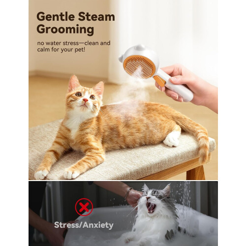 Cat Brush with Release Button, Steam Grooming Combs 2