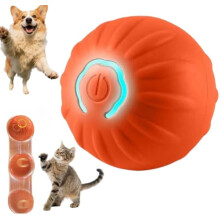 Balle interactive électrique pour chien, roulante, rebondissante et automotrice pour petits et moyens chiens et chats, rechargeable (Orange)