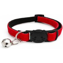 Velvet Cat Collars with Bell | Quick Safety Release Breakaway Buckle | Handmade in the UK | Available in Cat & Kitten Size | Red Velvet