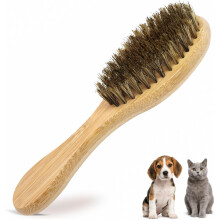 Cepillo de cerdas suave y colorido para mascotas, aseo suave con mango de madera, deslanado y alisado para perros y gatos de pelo corto