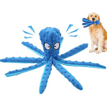Jouets couineur pour chien - Pieuvre en peluche avec papier froissé, petits et moyens chiens, jouet à mâcher durable, nettoyage des dents