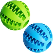 Godbitleker for kjæledyrshunder - Ball med gummi fôr og funksjoner for rengjøring av hundetenner, Pakke 2