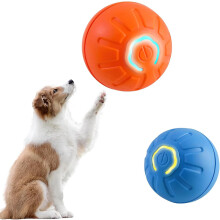 interaktiv hundeball - oppladbart bevegelig leke med LED-lys for katter og kjæledyr (Blå, Oransje)