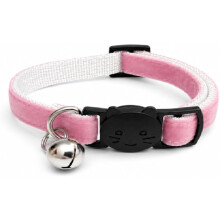 Samt-Katzenhalsbänder mit Glocke | Sicherheitsschnalle mit Schnellverschluss | Handgefertigt in UK | Katzen- und Kätzchengröße | Babyrosa