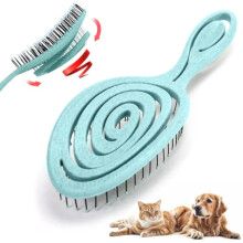 Cepillo desenredante de púas ecológico para mascotas, mango ergonómico fácil de sujetar para deslanado, aseo, pelo de perro mojado o seco