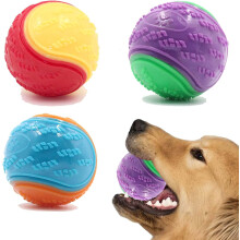 Sricam 3 pièces balle couineur pour chien, jouets à mâcher pour chiots, nettoyage des dents, balle d'entraînement interactive pour chien