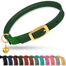OOPSDOGGY Katzenhalsband aus gerolltem Leder mit Glocke