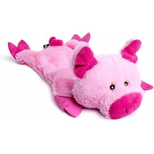 Jouet pour chien en peluche cochon plat Farmyard Buddies avec couineur intégré (Lot de 1)