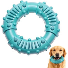 Anneau à mâcher naturel en caoutchouc indestructible pour chien, jouet interactif résistant pour mâcheurs agressifs, entraînement dentaire (Bleu)