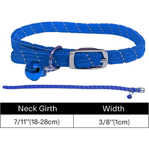 Collier Softweave réfléchissant pour chat/chaton avec élastique de sécurité et clochette à fermeture de sécurité (bleu) 2