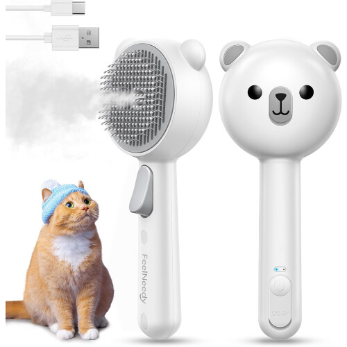 Cat Brush with Release Button, Steam Grooming Combs 1
