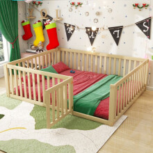 Bed kind - Bed 140x200 cm - Beveiliging 60 cm - Openbare deur - Massief grenen