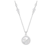 (Round platinum swan necklace) Women Silver Swan Pendant Necklace, Blue Teardrop Crystal Rhinestone Elegant Jewelry